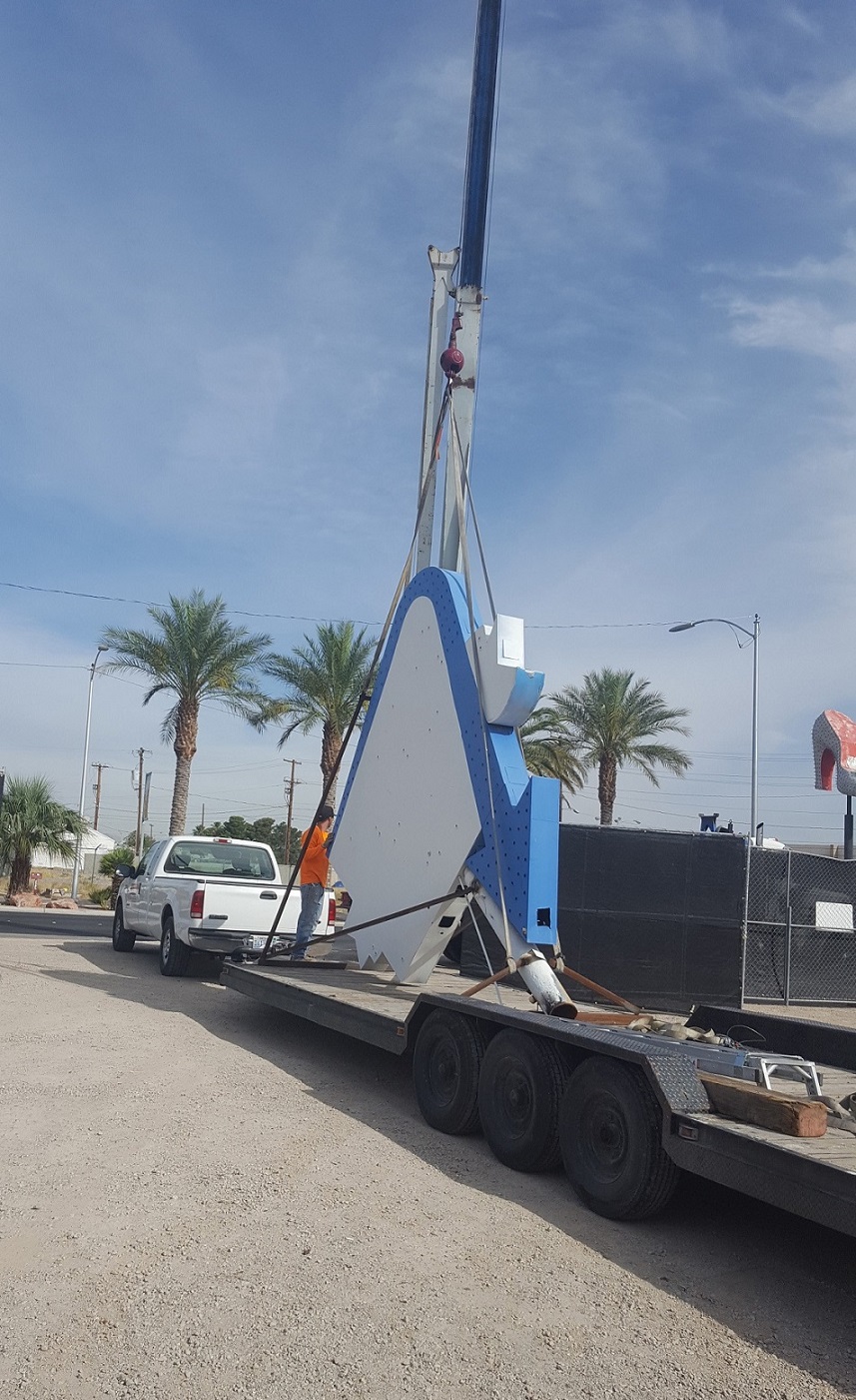 Blue Angel arrow delivered to neon museum