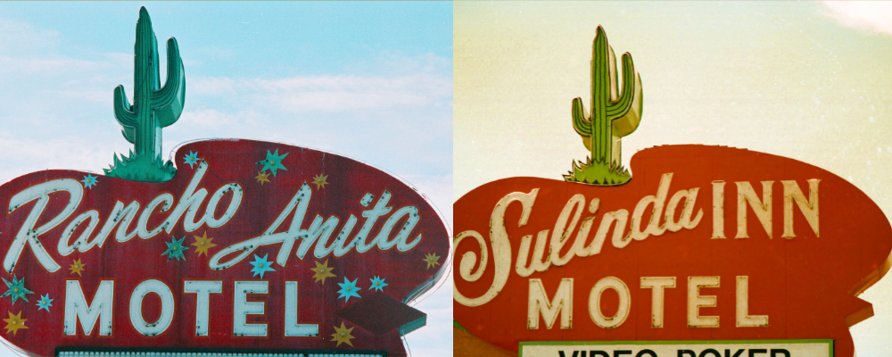Rancho Anita Motel on left, Sulinda Inn Motel on right