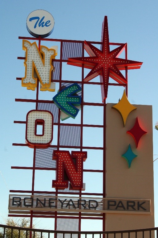 Neon Boneyard Park sign