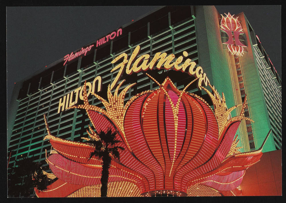 Flamingo Hilton neon signage at night